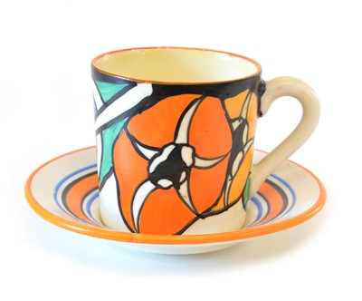 Lot 26 - Clarice Cliff Bizarre 'Latona Bouquet' Pattern Coffee Can & Saucer