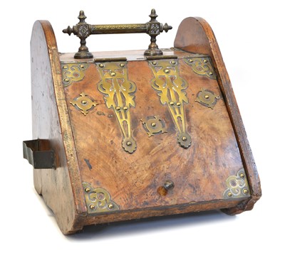 Lot 258 - Victorian Walnut and Brass Mounted Coal Scuttle