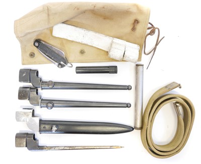 Lot 284 - Four Lee Enfield No.4 bayonets and accessories.