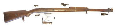 Lot 547 - Mauser G98 rifle wood stock and a selection of parts