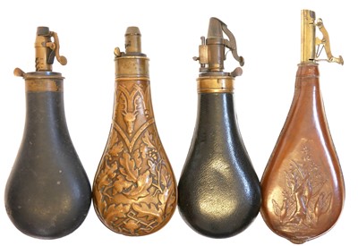 Lot 517 - Three powder flasks and a shot flask