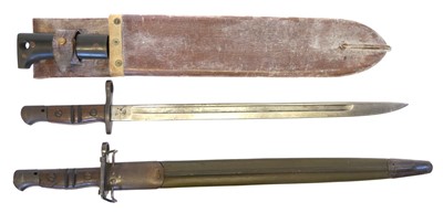 Lot 234 - WWII US Army machete and scabbard and a P17 bayonet