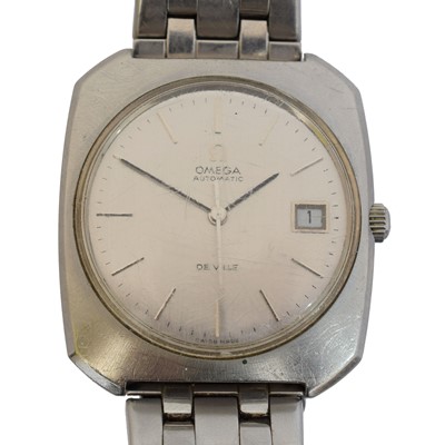 Lot 305 - A 1970s stainless steel Omega De Ville automatic wristwatch