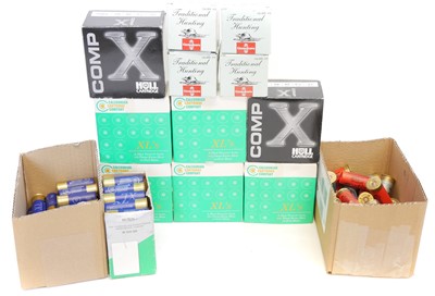 Lot 566 - Mixed shotgun ammunition, cartridge bag, belt and cleaning equipment LICENCE REQUIRED