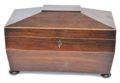 Lot 256 - Rosewood and Boxwood Strung Tea Caddy
