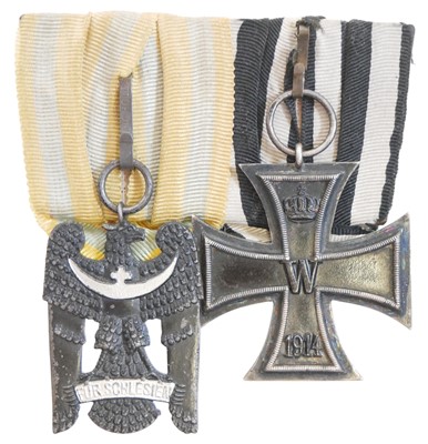 Lot 357 - German Iron Cross and Fur Schlesien medal group