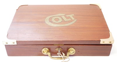 Lot 527 - Mahogany hand made gun box for two Colt revolvers