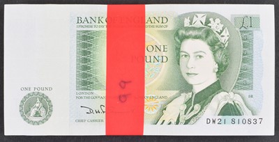 Lot 155 - Ninety-seven Series "D" Pictorial Issue One Pound consecutive banknotes, uncirculated.