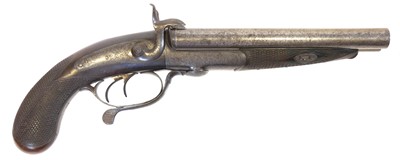 Lot 39 - Pinfire 28 bore rifled double barrel Howdah pistol by W. & J. Kavanah