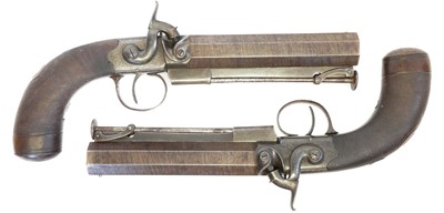 Lot 4 - Near pair of percussion 11 bore belt pistols by Basset of Dublin