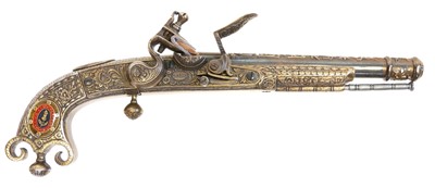 Lot 25 - Reproduction Scottish all steel flinlock pistol.