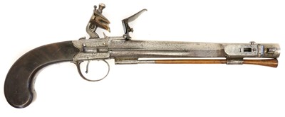 Lot 9 - Impressive Flintlock boxlock pistol with sprung bayonet.