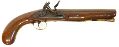Lot 18 - Flintlock officers pistol by Jas. Hayward