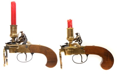 Lot 20 - Pair of reproduction flintlock tinder lighters