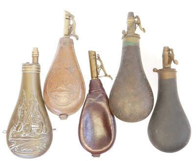 Lot 512 - Five powder / shot  flasks