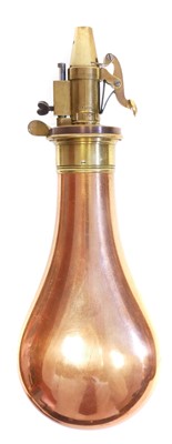 Lot 508 - Copper and brass powder flask by M. Marsh of Sheffield