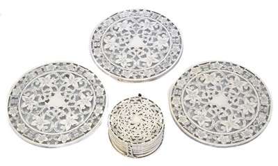 Lot 75 - A selection of silver mounted glass placemats and coasters by Webster Co