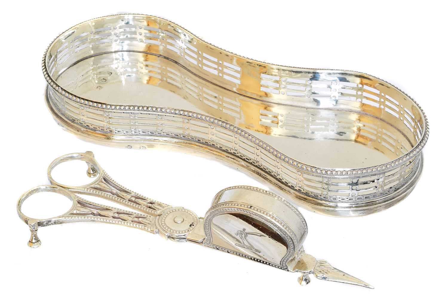 Lot 44 - A George III silver candle snuffer on tray