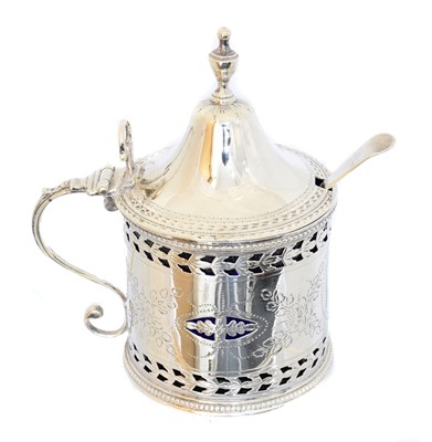 Lot 23 - A George III silver and blue glass mustard pot