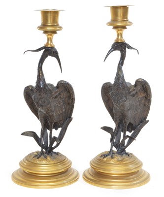 Lot 219 - Regency Style Bronze Candlesticks