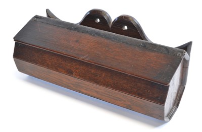 Lot 275 - George III oak wall-mounted candle box