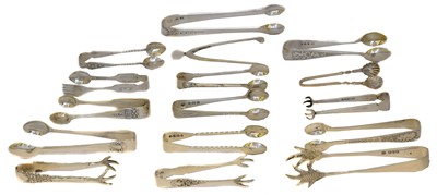 Lot 84 - A selection of silver sugar tongs