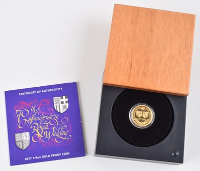 Lot 76 - 2017 Perth Mint 70th Anniversary of the Royal Wedding 1/4 oz Gold Coin.