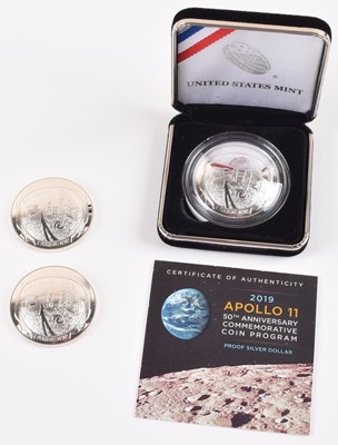 Lot 23 - Three US 2019 Apollo II Silver Dollars (3).