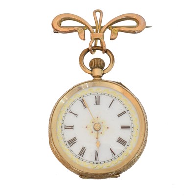 Lot 325 - A 14ct gold open face fob watch