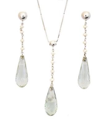 Lot 155 - A suite of 18ct gold prasiolite jewellery