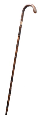 Lot 146 - An Edward VII 15ct gold collared walking stick
