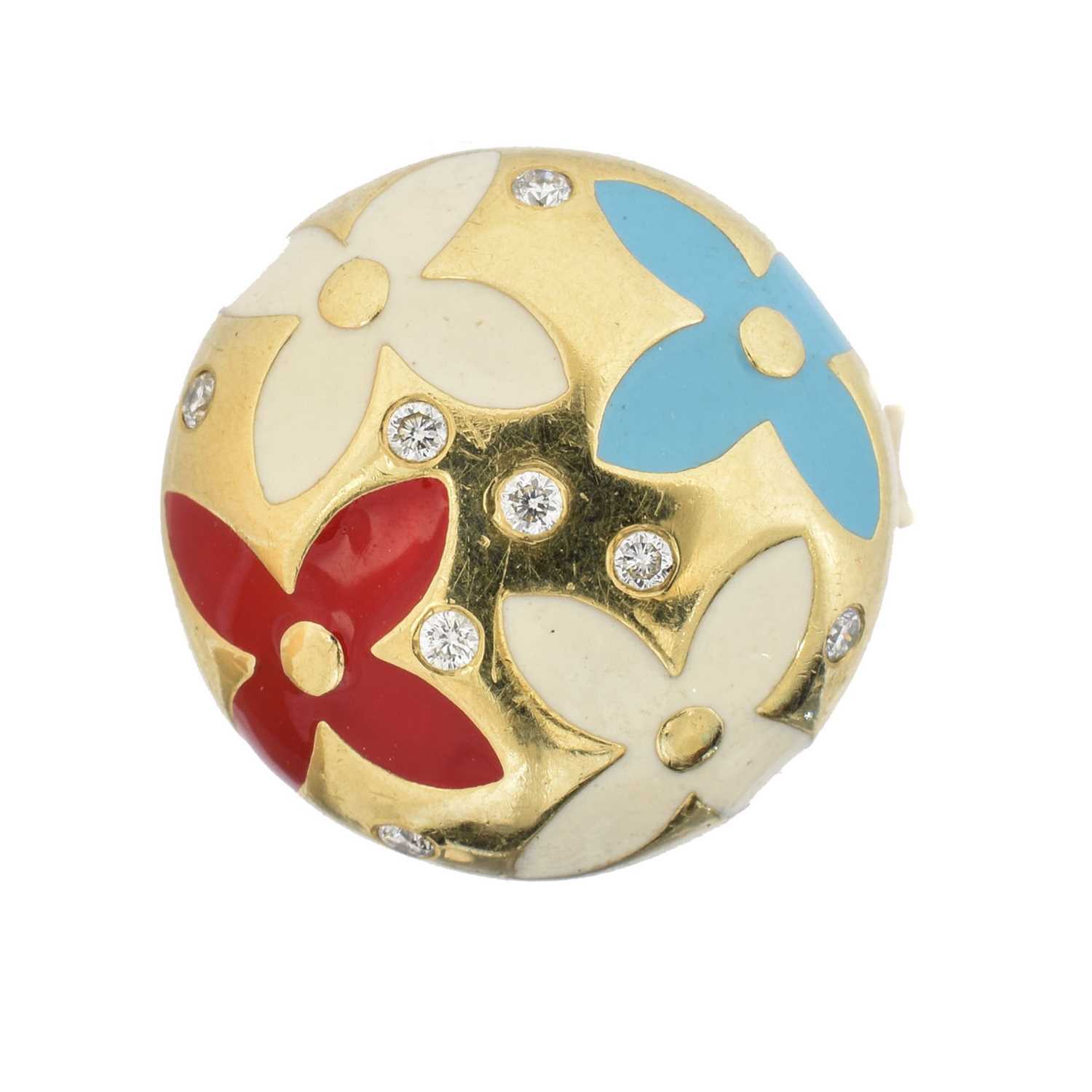 Lot 94 - An Italian enamel and diamond ring