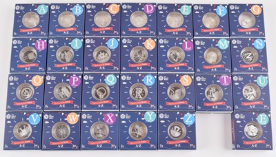 Lot 16 - Complete Queen Elizabeth II, Royal Mint, A to Z UK 10p Silver Proof Coin Collection, 2018.