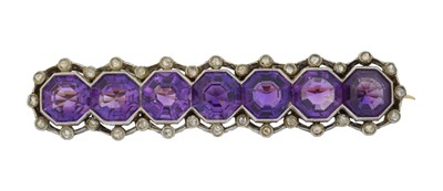 Lot 6 - An early 20th century amethyst and diamond brooch