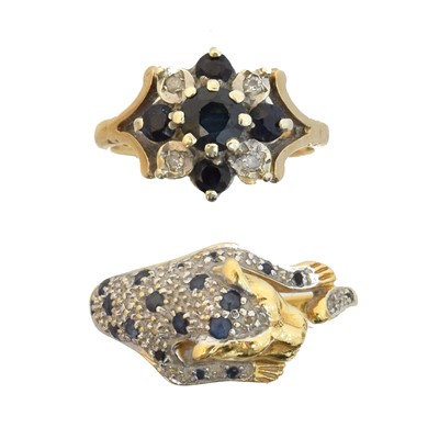 Lot 230 - Two sapphire and diamond dress rings