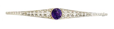 Lot 13 - An amethyst and diamond brooch