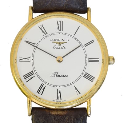 Lot 297 - A 9ct gold Longines Presence quartz wristwatch