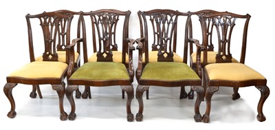 Lot 242 - Eight Chippendale Style Mahogany Dining Chairs