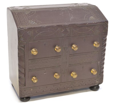 Lot 210 - Late 19th century Welsh vernacular slate model of a miniature bureau