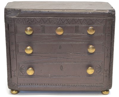 Lot 211 - Late 19th century Welsh vernacular slate model of a miniature chest of drawers