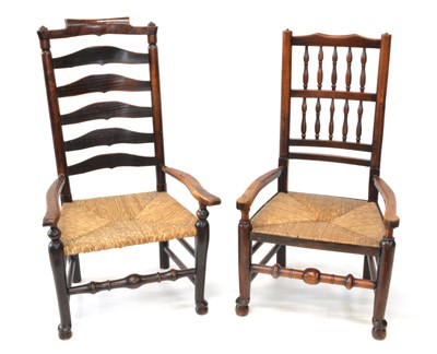 Lot 249 - Two 19th century vernacular oak  chairs