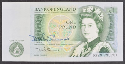 Lot 154 - A Hand-Signed Series "D" Pictorial Issue One Pound banknote, (March 1981).