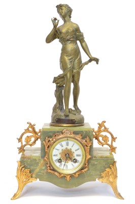 Lot 184 - Late 19th century Onyx and Gilt Metal Mantel Clock