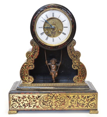 Lot 181 - 19th century French boulle swing pendulum mantel clock