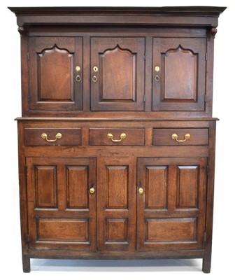 Lot 268 - 18th century oak court cupboard or cwpwrdd deuddarn