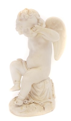 Lot 151 - Copeland Parian figure of a winged cherub.