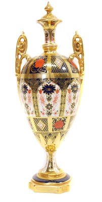 Lot 152 - Royal Crown Derby imari twin handled vase