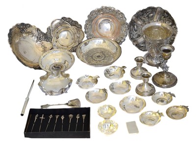 Lot 124 - A large selection of silver and white metal items
