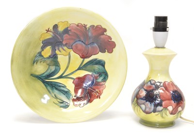 Lot 24 - Moorcroft Lamp base and Bowl