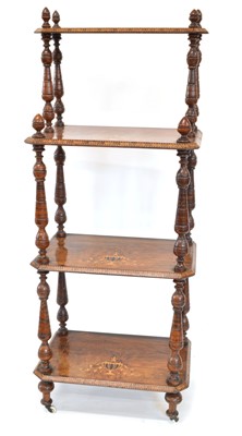 Lot 281 - Victorian inlaid walnut whatnot